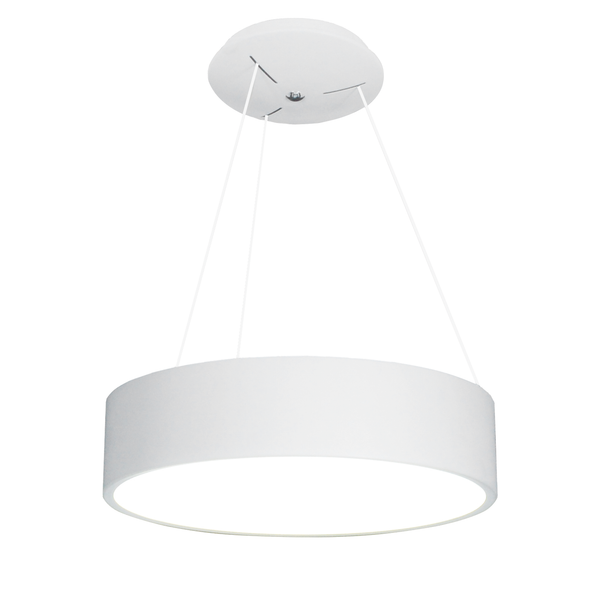 LED-Pendelleuchte Carla - Acrylglas / Edelstahl - 1-flammig - Weiß - Durchmesser: 45 cm