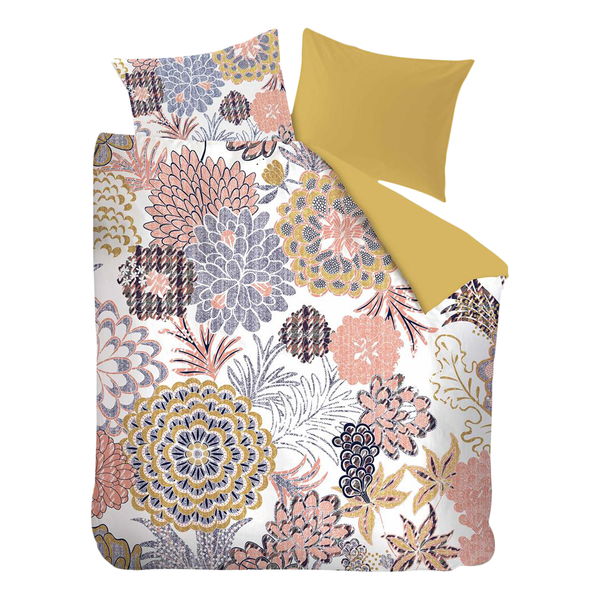 Mako-Satin-Bettwäsche Layered Bloom - Baumwollstoff - Mehrfarbig - 260 x 200/220 cm + 2 Kissen 70 x 60 cm