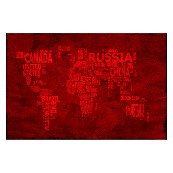 Bild Weltkarte Nr18 - Rot - Mischgewebe - Kiefer - 120 x 80 x 2 cm
