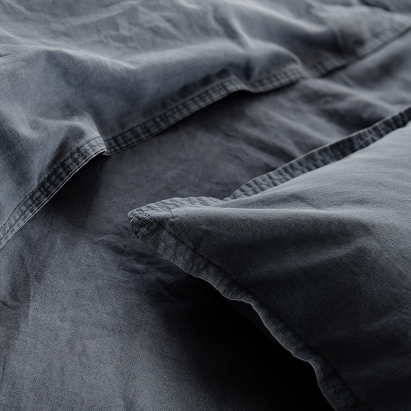 Renforce-Bettwäsche Stonewashed Pure - Baumwolle - Grau - 135 x 200 cm + Kissen 80 x 80 cm - 2-teilig