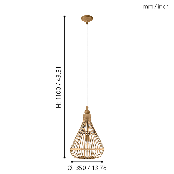 Pendelleuchte Amsfield II - Massivholz Bambus - 1-flammig