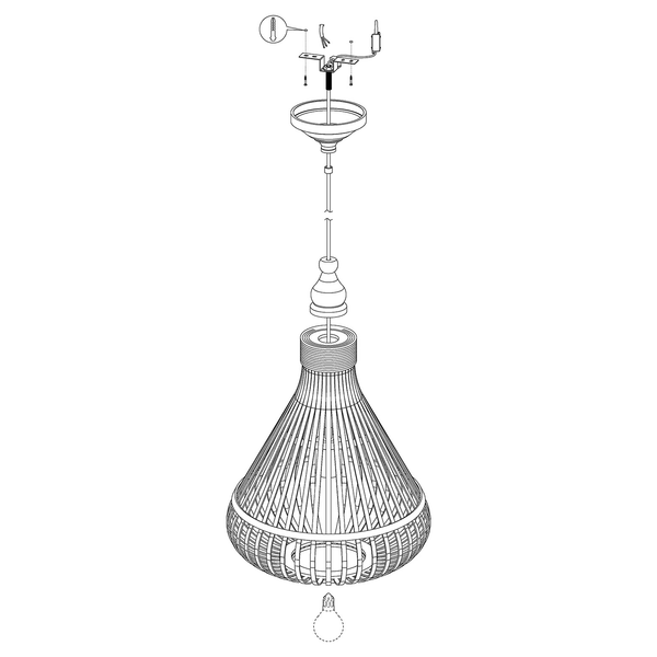 Pendelleuchte Amsfield II - Massivholz Bambus - 1-flammig