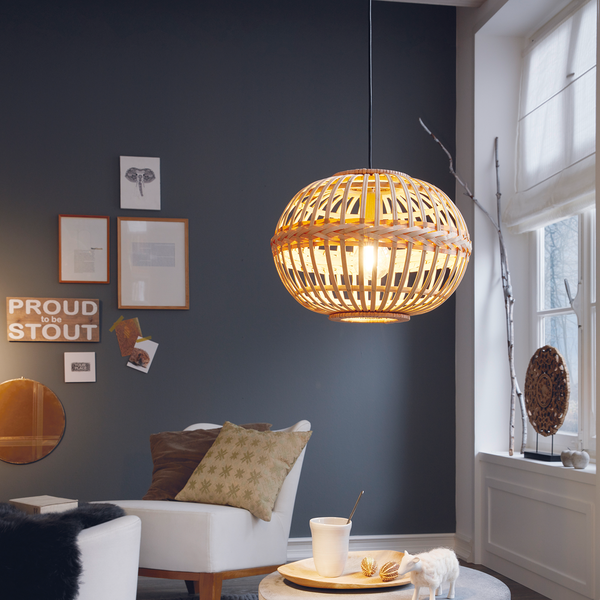 Pendelleuchte Amsfield I - Massivholz Bambus - 1-flammig