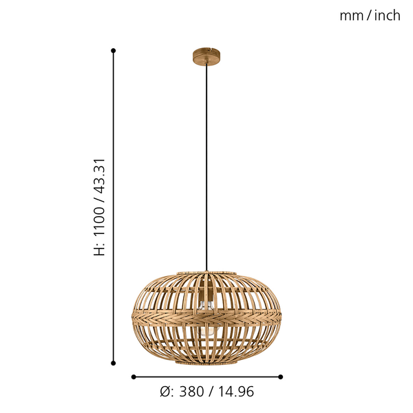 Pendelleuchte Amsfield I - Massivholz Bambus - 1-flammig
