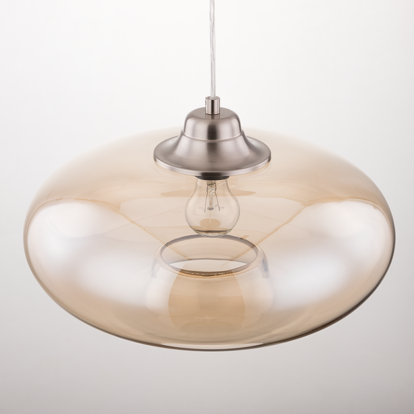 Pendelleuchte Lawrence II - Sicherheitsglas / Eisen - 1-flammig - Champagner