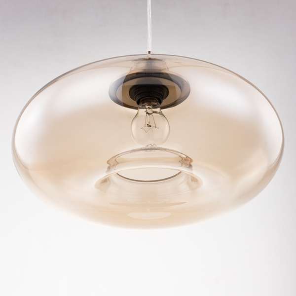 Pendelleuchte Lawrence II - Sicherheitsglas / Eisen - 1-flammig - Champagner