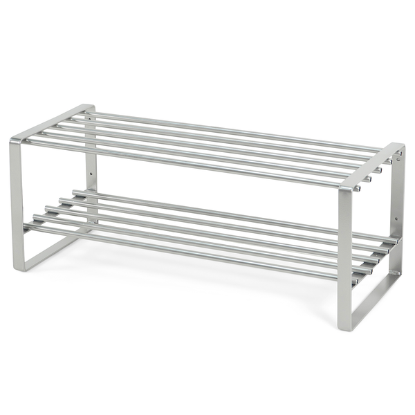Schuhregal Welbeck mit 2 Ablagen - Stahl - Silber
