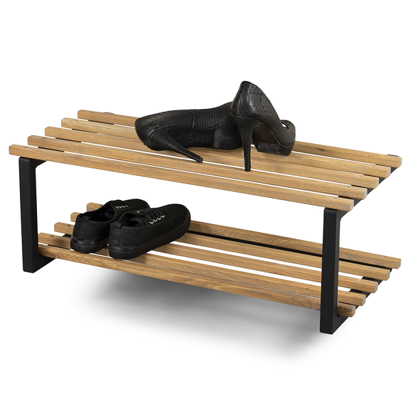 Schuhregal Norton - Massivholz Eiche / Stahl - Schwarz / Eiche