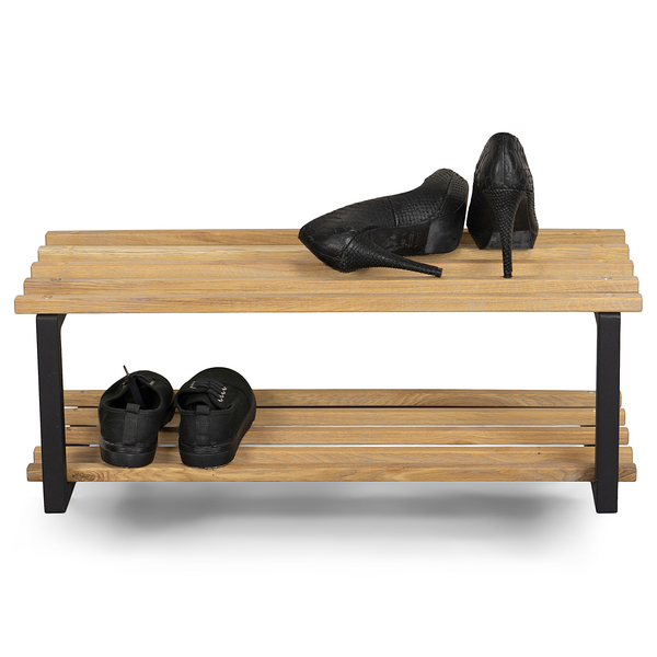 Schuhregal Norton - Massivholz Eiche / Stahl - Schwarz / Eiche