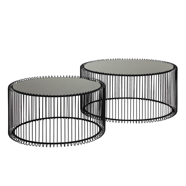 Couchtisch Wire (2er-Set) - Glas / Stahl - Schwarz