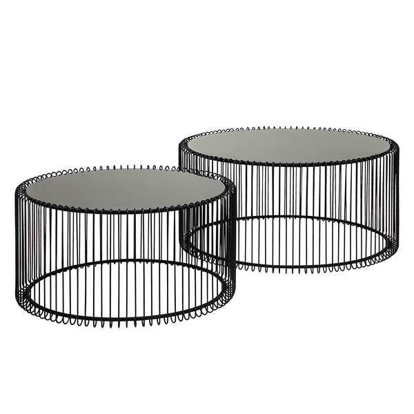 Couchtisch Wire (2er-Set) - Glas / Stahl - Schwarz
