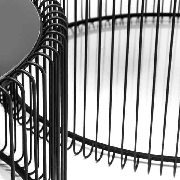 Couchtisch Wire (2er-Set) - Glas / Stahl - Schwarz