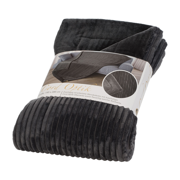 Plaid Cord - Webstoff - Anthrazit