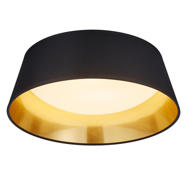 LED-Deckenleuchte Ponts - Baumwollstoff - 1-flammig - Tiefschwarz - Durchmesser: 34 cm