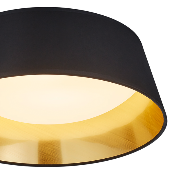 LED-Deckenleuchte Ponts - Baumwollstoff - 1-flammig - Tiefschwarz - Durchmesser: 34 cm