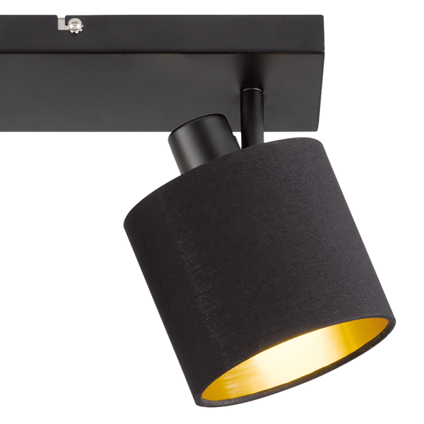 Strahler Tommy - Baumwollstoff / Eisen - Schwarz / Messing - Flammenanzahl: 2