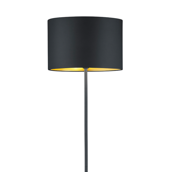 Stehleuchte Hostel II - Baumwollstoff / Eisen - 1-flammig - Schwarz / Messing