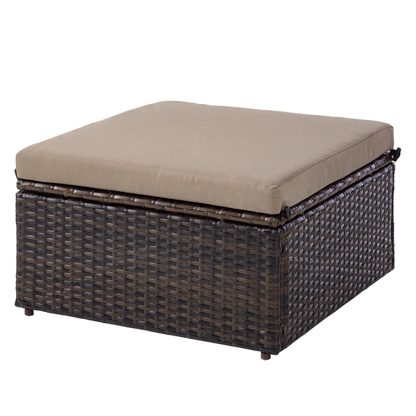 Loungehocker Paradise Lounge - Polyrattan / Polyester - Braun / Beige