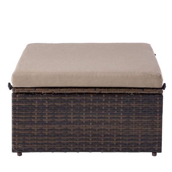 Loungehocker Paradise Lounge - Polyrattan / Polyester - Braun / Beige