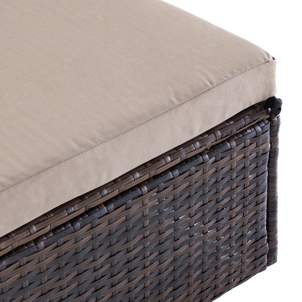 Loungehocker Paradise Lounge - Polyrattan / Polyester - Braun / Beige