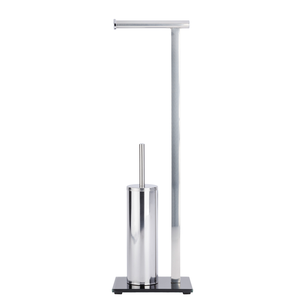 WC-Garnitur Lava - Edelstahl / Glas - Silber / Schwarz