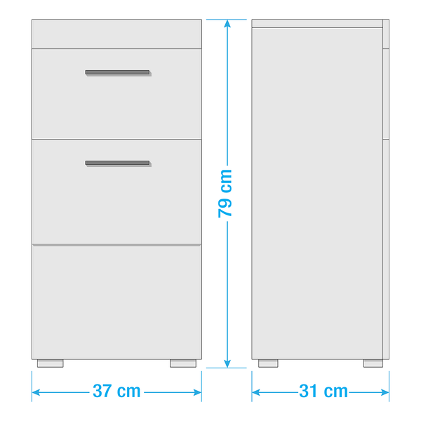 Unterschrank Amanda - Hochglanz Weiß - Breite: 37 cm