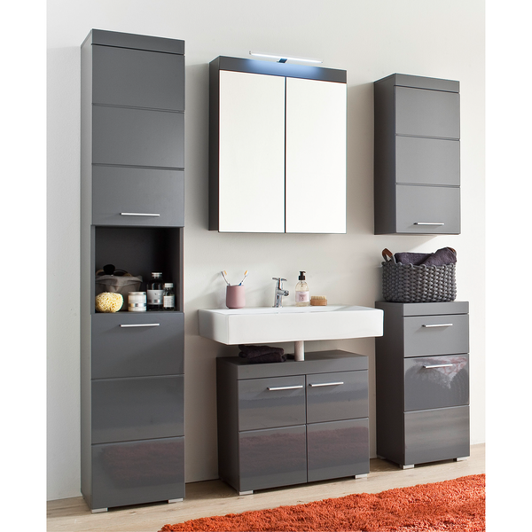 Unterschrank Amanda - Hochglanz Grau - Breite: 37 cm