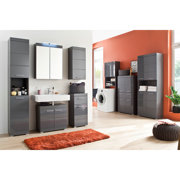 Unterschrank Amanda - Hochglanz Grau - Breite: 37 cm
