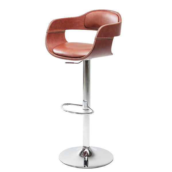 Barstuhl Monaco I - Kunstleder / Stahl - Cognac / Chrom