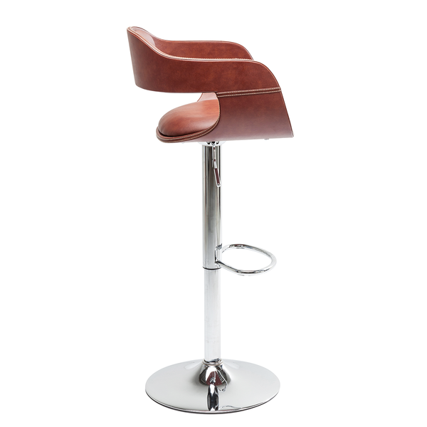 Barstuhl Monaco I - Kunstleder / Stahl - Cognac / Chrom