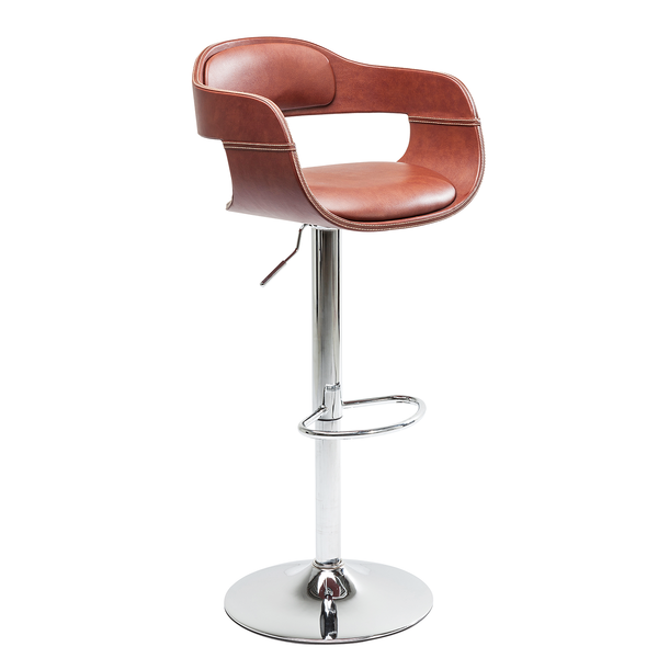 Barstuhl Monaco I - Kunstleder / Stahl - Cognac / Chrom