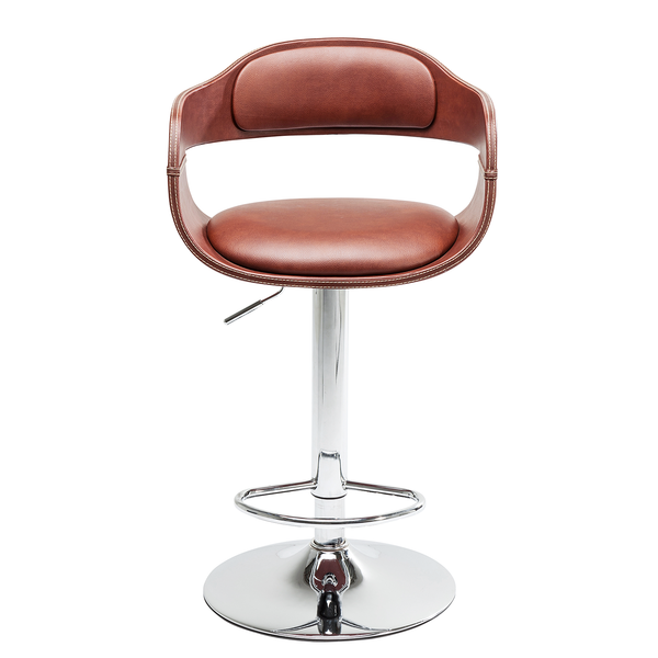 Barstuhl Monaco I - Kunstleder / Stahl - Cognac / Chrom