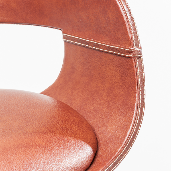 Barstuhl Monaco I - Kunstleder / Stahl - Cognac / Chrom