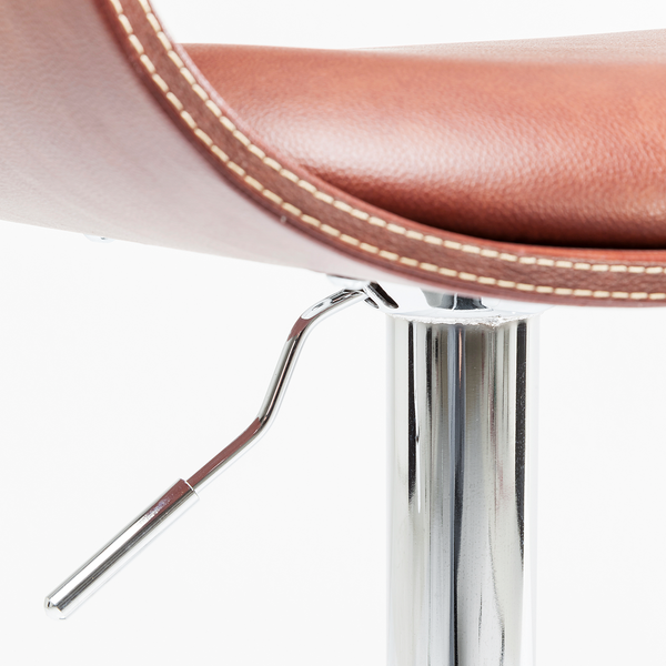 Barstuhl Monaco I - Kunstleder / Stahl - Cognac / Chrom