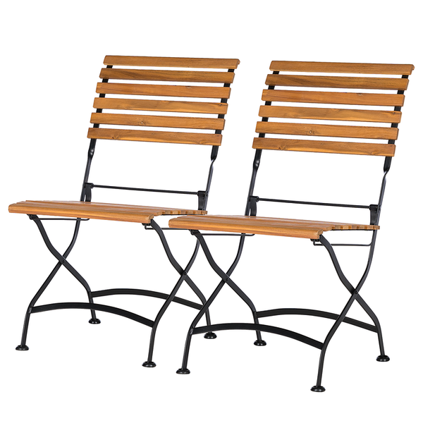 Gartenstuhl Tuscany I (2er-Set) - Akazie massiv / Stahl - Akazie / Schwarz