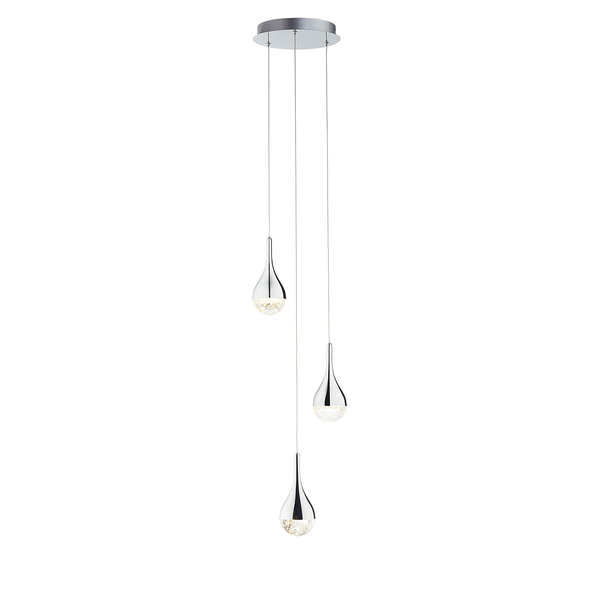 LED-Pendelleuchte Frizzante - Glas / Stahl - Flammenanzahl: 3