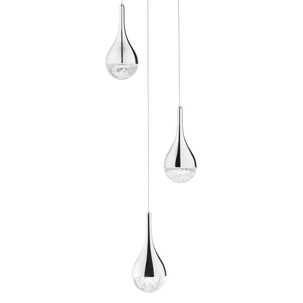 LED-Pendelleuchte Frizzante - Glas / Stahl - Flammenanzahl: 3