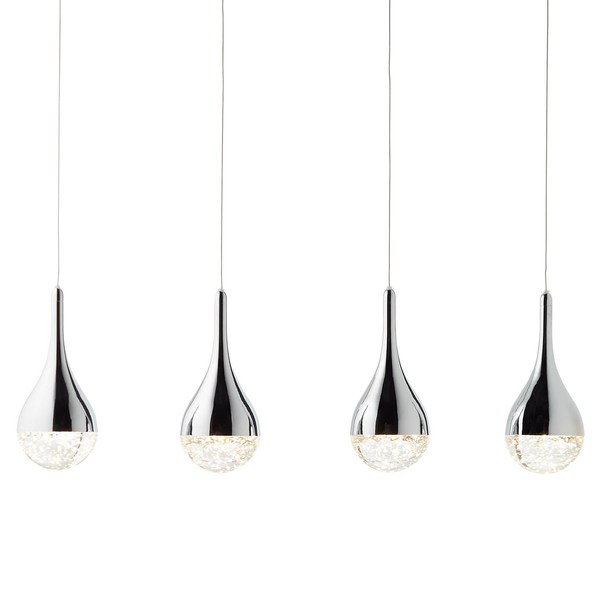 LED-Pendelleuchte Frizzante - Glas / Stahl - Flammenanzahl: 4