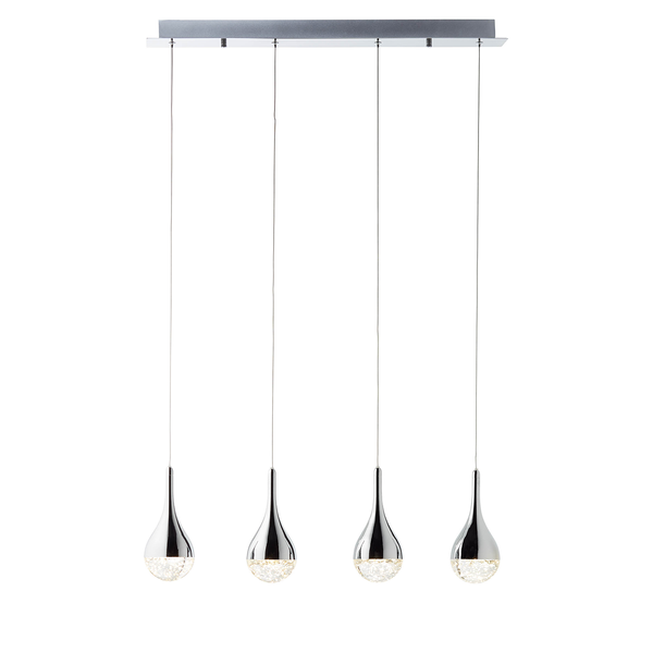 LED-Pendelleuchte Frizzante - Glas / Stahl - Flammenanzahl: 4