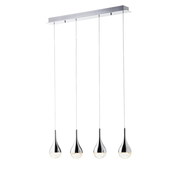 LED-Pendelleuchte Frizzante - Glas / Stahl - Flammenanzahl: 4