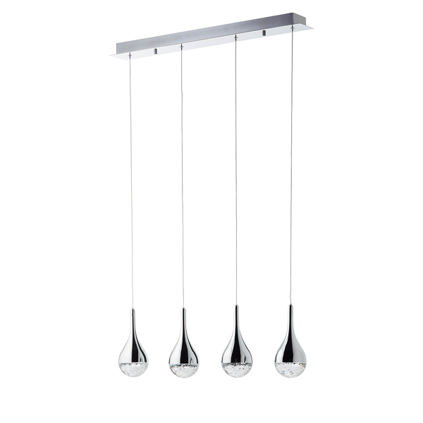 LED-Pendelleuchte Frizzante - Glas / Stahl - Flammenanzahl: 4