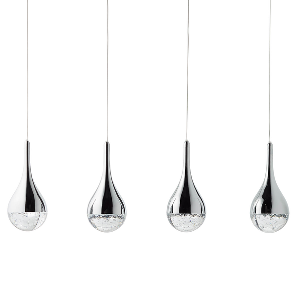 LED-Pendelleuchte Frizzante - Glas / Stahl - Flammenanzahl: 4