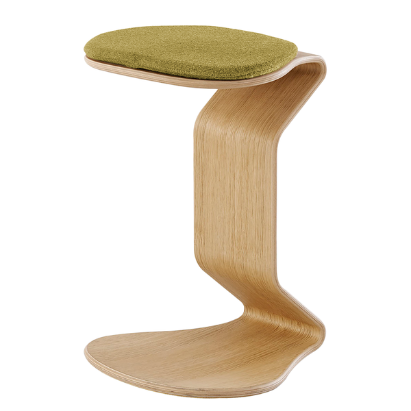 Hocker myERCOLINO - Laneve-Wolle / Echtholzfunier - Olivgelb
