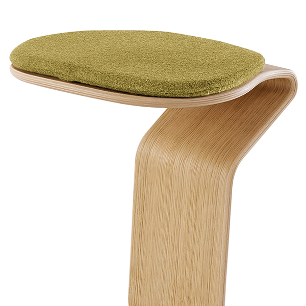 Hocker myERCOLINO - Laneve-Wolle / Echtholzfunier - Olivgelb