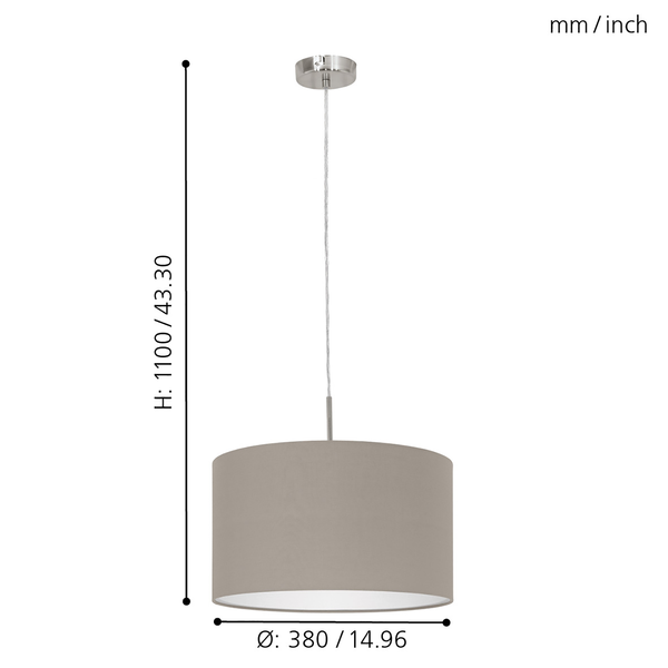 Pendelleuchte Pasteri III - Mischgewebe / Stahl - 1-flammig - Cappuccino - Breite: 38 cm