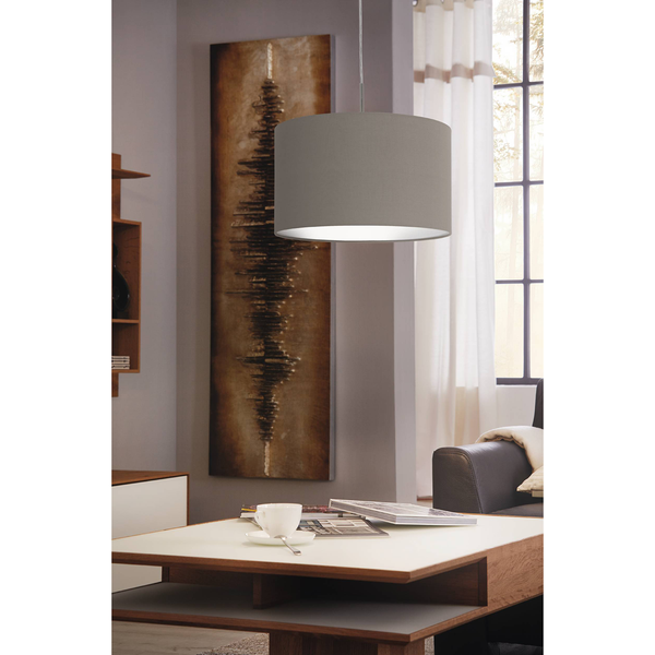 Pendelleuchte Pasteri III - Mischgewebe / Stahl - 1-flammig - Cappuccino - Breite: 38 cm