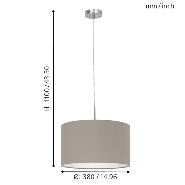 Pendelleuchte Pasteri III - Mischgewebe / Stahl - 1-flammig - Cappuccino - Breite: 38 cm