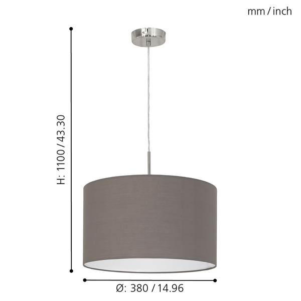 Pendelleuchte Pasteri III - Mischgewebe / Stahl - 1-flammig - Cubanit - Breite: 38 cm