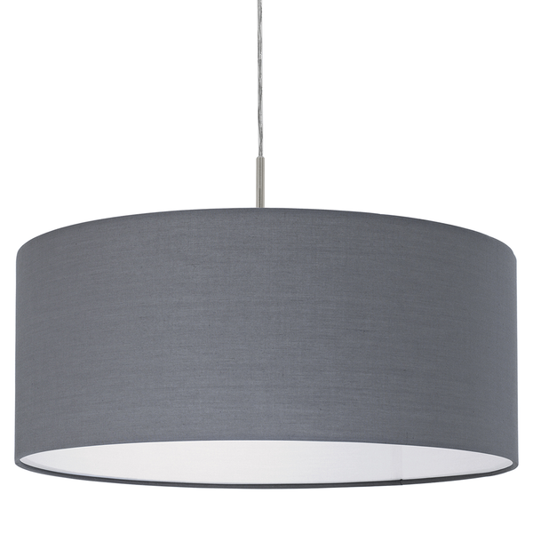 Pendelleuchte Pasteri III - Mischgewebe / Stahl - 1-flammig - Grau - Breite: 53 cm