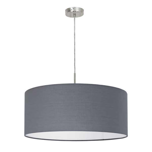 Pendelleuchte Pasteri III - Mischgewebe / Stahl - 1-flammig - Grau - Breite: 53 cm